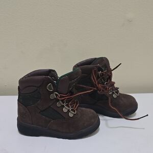 Timberland Brown Kids Hiking Boots with Orange Laces